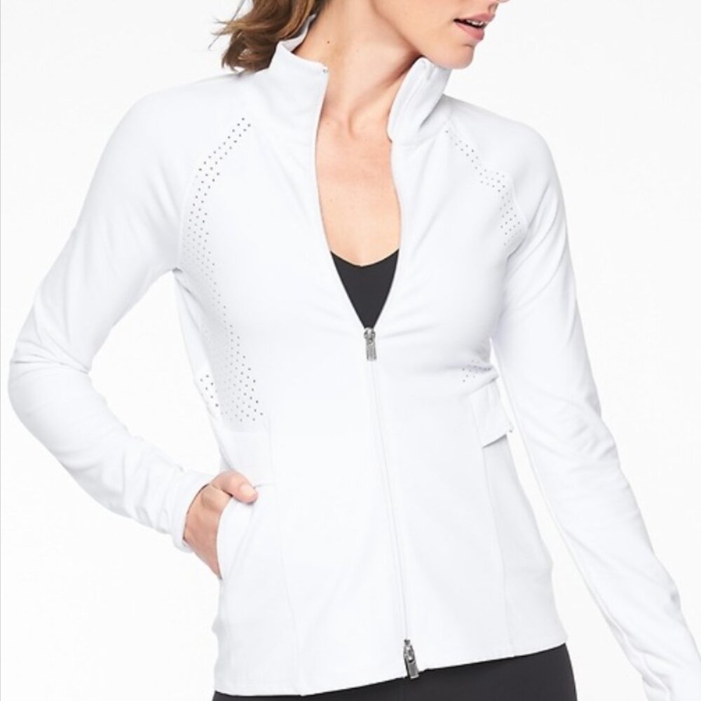 Athleta Chakra Jacket Women's Size S White Athletic Define Breathable UPF 50+